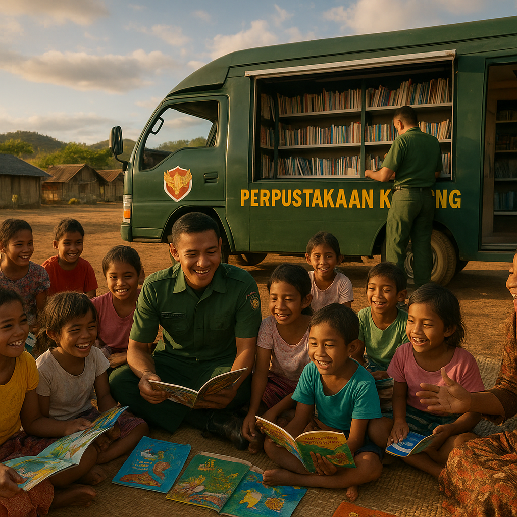 Tangan-tangan Kecil di Pedalaman NTT Kini Punya Perpustakaan Keliling TNI