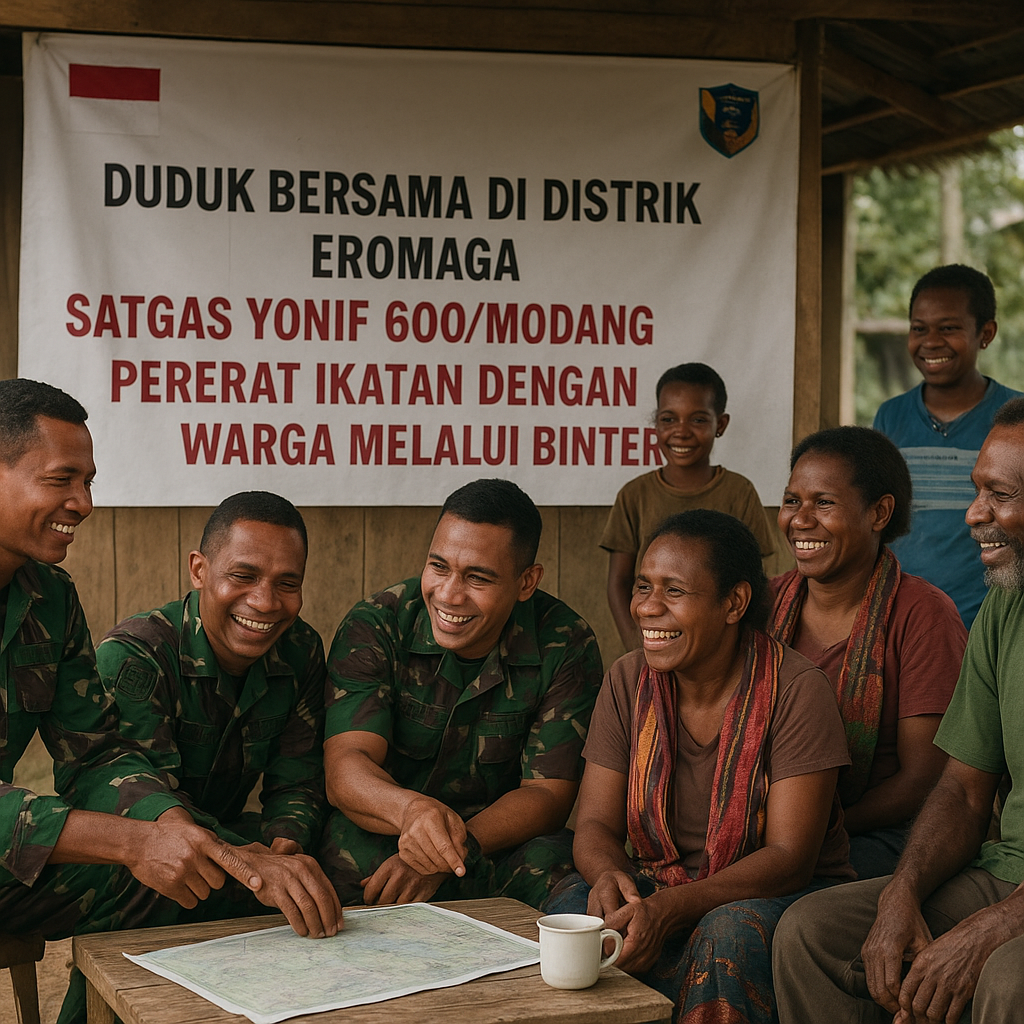 Duduk Bersama di Distrik Eromaga: Satgas Yonif 600/Modang Pererat Ikatan dengan Warga Melalui Binter