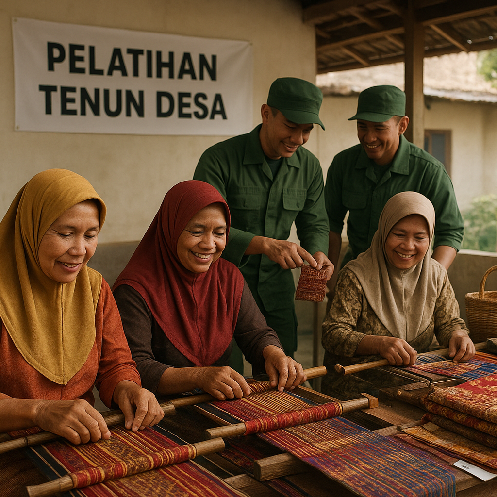 Pelatihan Tenun bagi Perempuan Desa, Hasilnya Dipasarkan via Pleton Teritorial