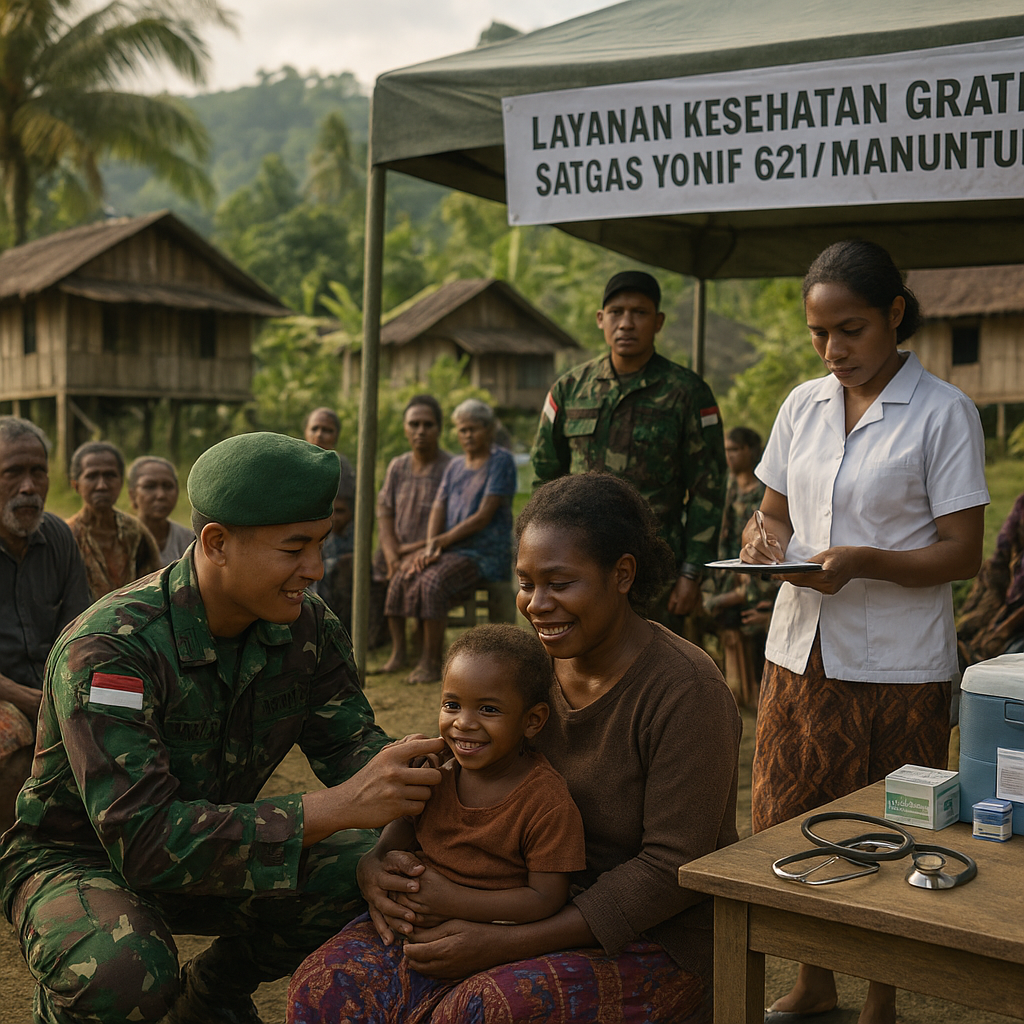 Satgas Yonif 621/Manuntung Hadirkan Layanan Kesehatan Gratis di Pedalaman Papua
