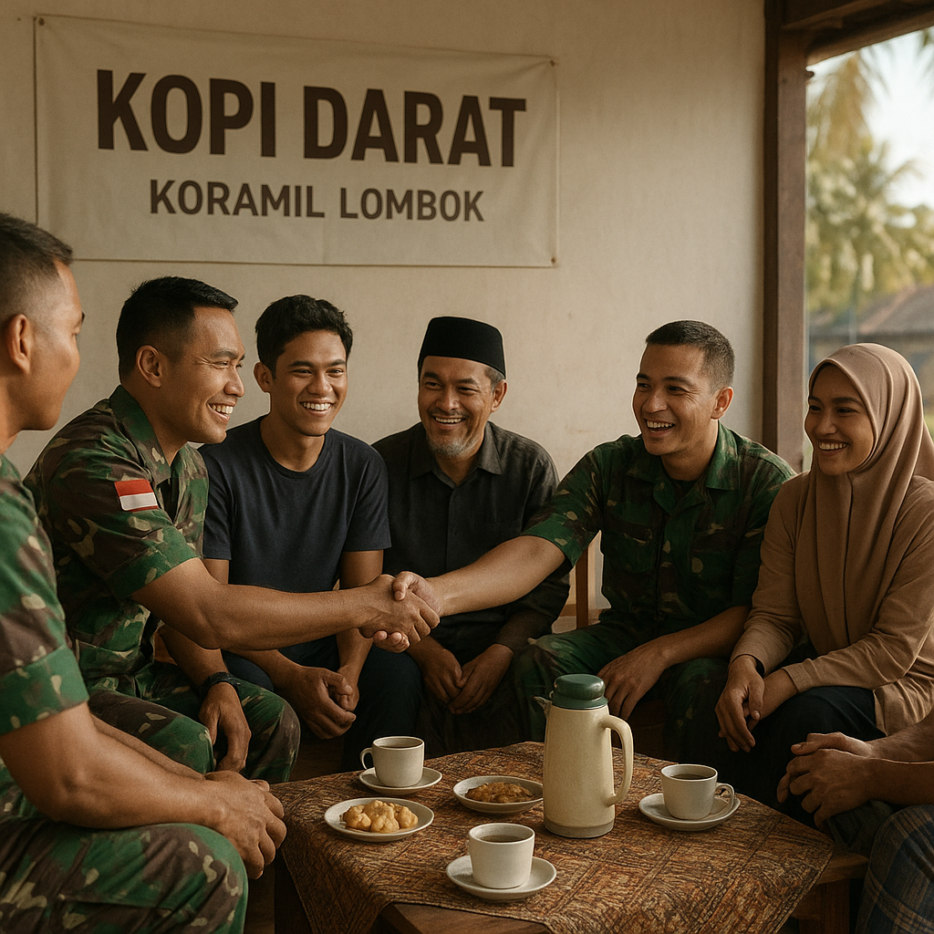 Tak Hanya Latihan Perang, Koramil di Lombok Rutin Gelar "Kopi Darat" dengan Pemuda dan Tokoh Agama