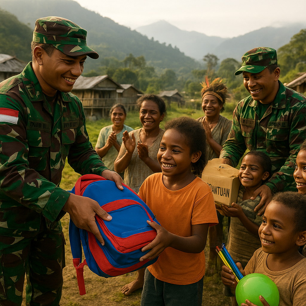 Satgas Yonif 600/Modang Berbagi Harapan dan Keceriaan untuk Anak-anak di Puncak Papua
