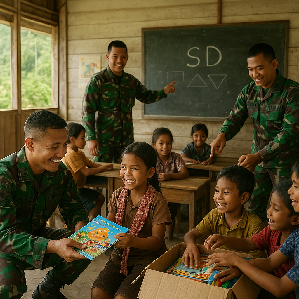 Prajurit TNI AD Jadi Guru Dadakan di SD Terpencil Sulawesi Tengah, Bagikan Buku dan Semangat
