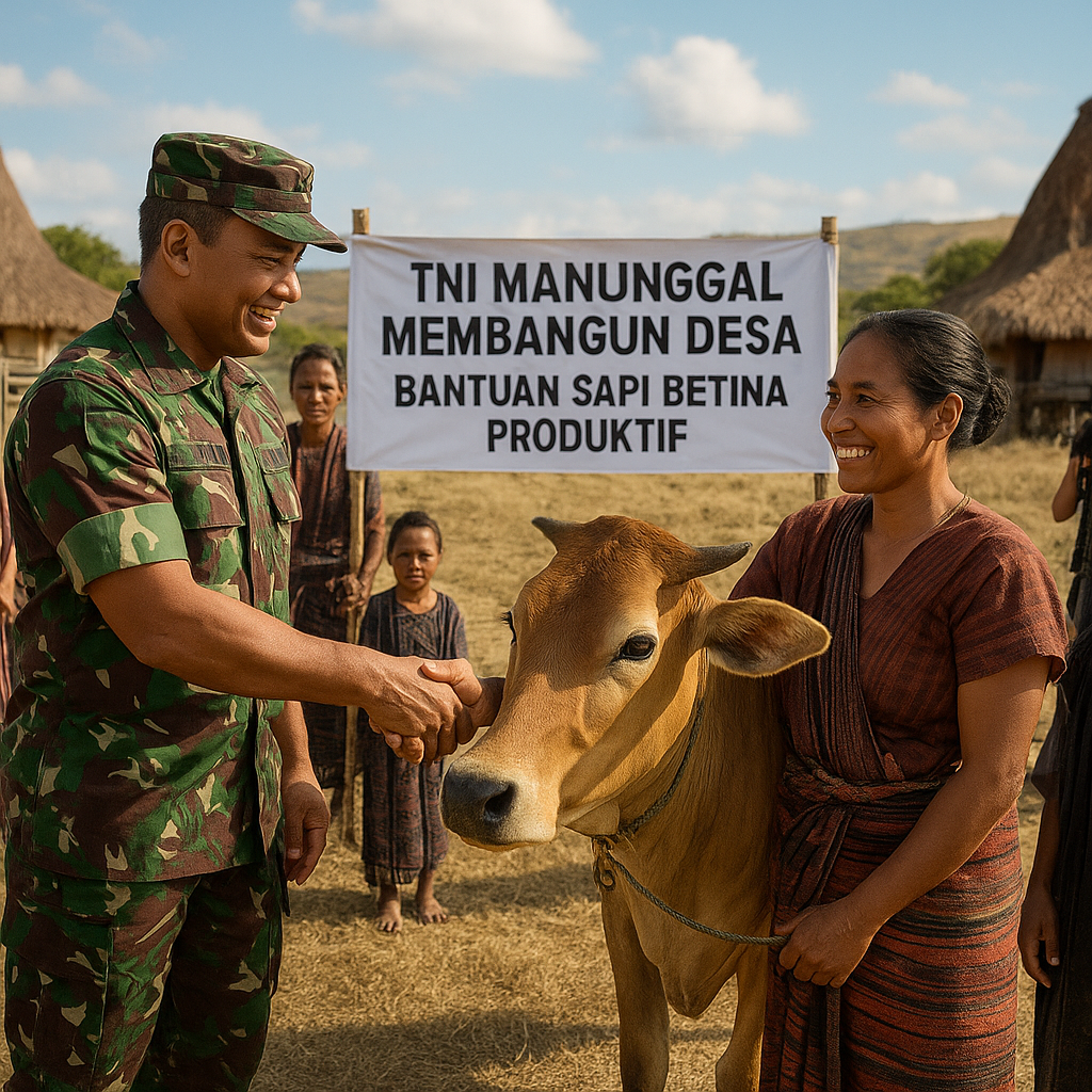 Warga Desa di Sumba Timur Terima Bantuan Sapi dari Program TNI Manunggal Membangun Desa