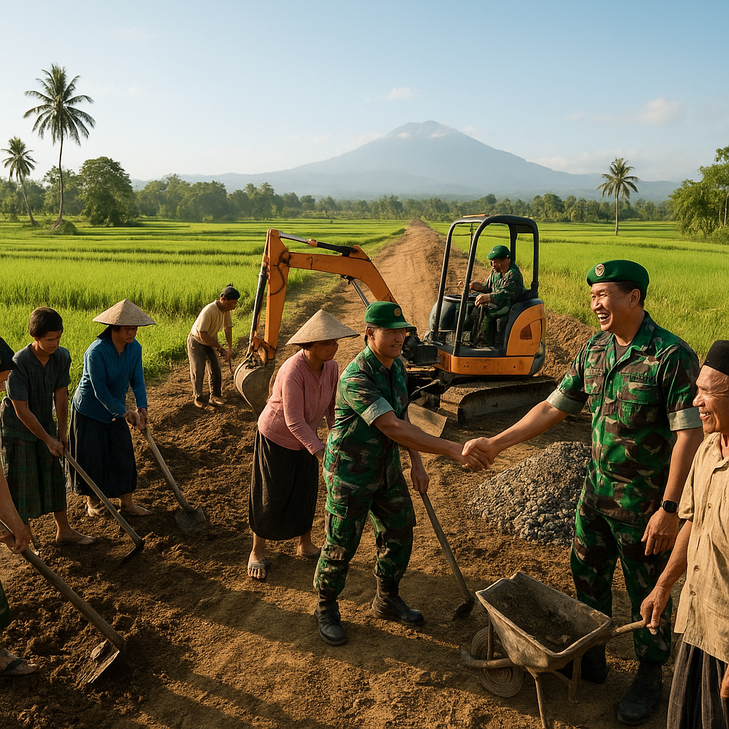 Sinergitas TNI-Warga Lombok Tengah, Buka Akses Jalan Baru Demi Dongkrak Ketahanan Pangan