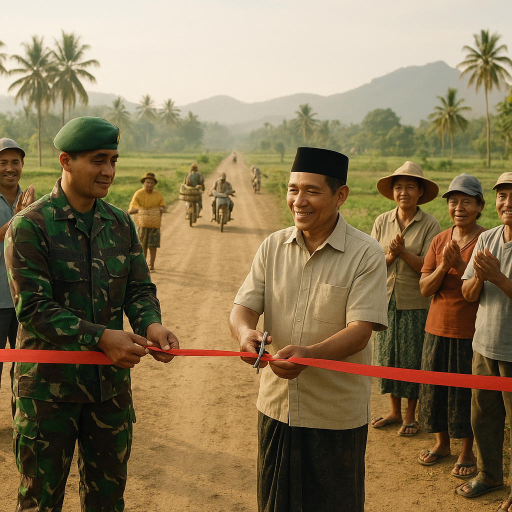 Sinergitas TNI-Warga Lombok Tengah, Buka Akses Jalan Baru Demi Dongkrak Ketahanan Pangan