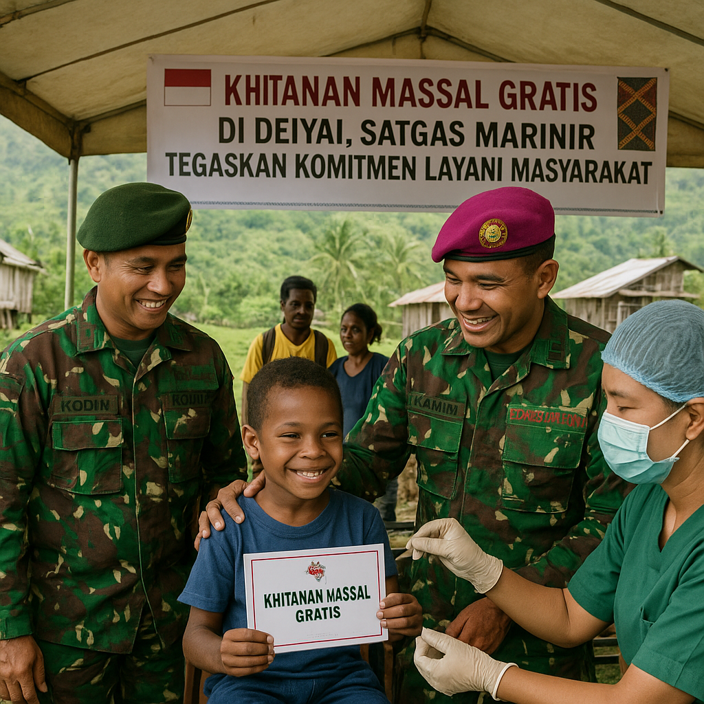 Khitanan Massal Gratis di Deiyai, Satgas Marinir Tegaskan Komitmen Layani Masyarakat Papua