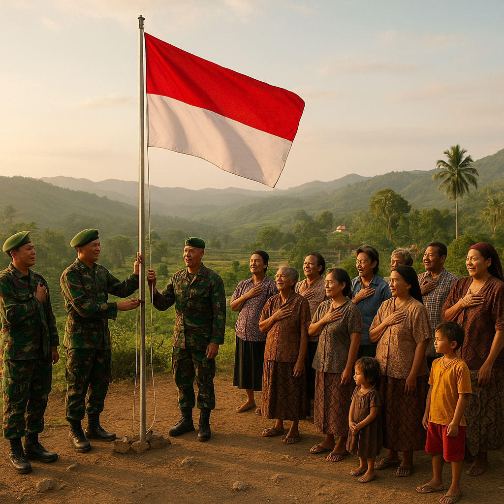 Cerita Kehangatan: Upacara Bendera Bersama TNI dan Warga Desa di Atas Bukit Sulawesi