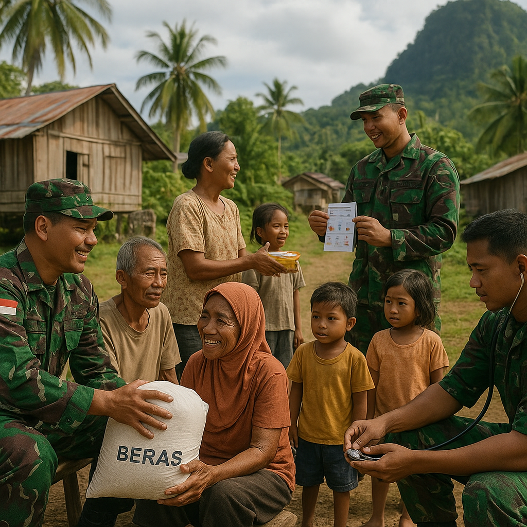 TNI AD Bagikan Sembako dan Lakukan Penyuluhan Kesehatan di Pelosok Halmahera