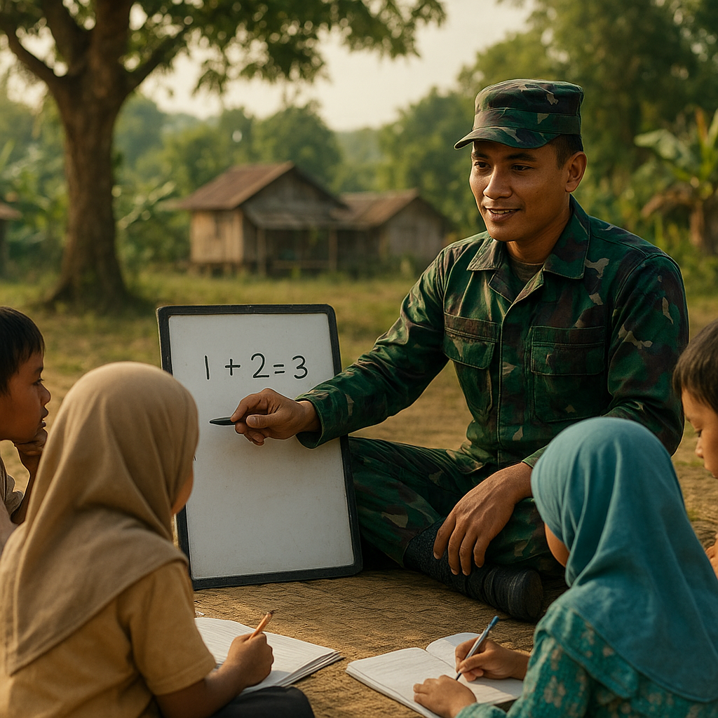 Prajurit TNI Jadi Guru Dadakan untuk Anak-Anak di Pedalaman Aceh