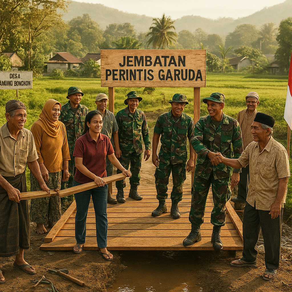 Jembatan Perintis Garuda: Kisah Kebersamaan TNI dan Warga Lombok Barat yang Menyatukan Dua Desa