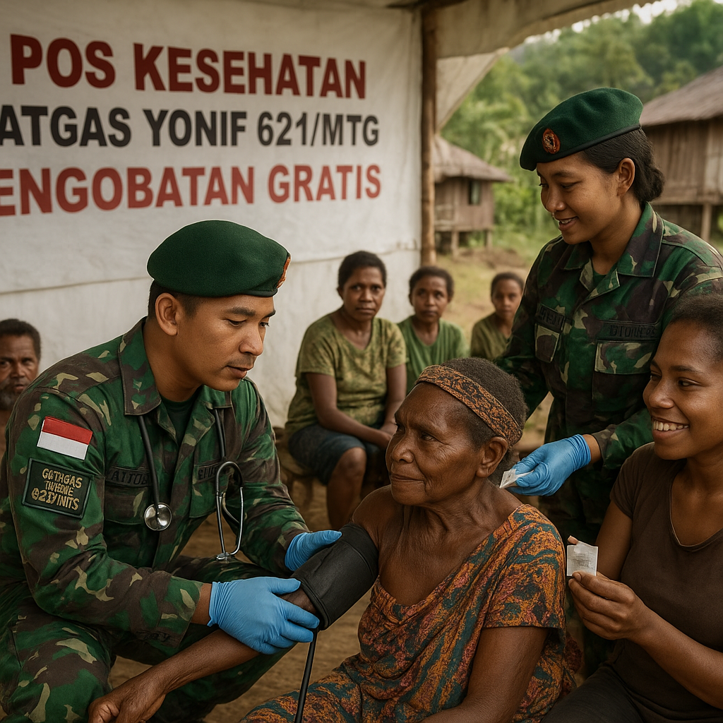 Warga Desa Agen-gen Dapat Pengobatan Gratis dari Satgas Yonif 621/Mtg