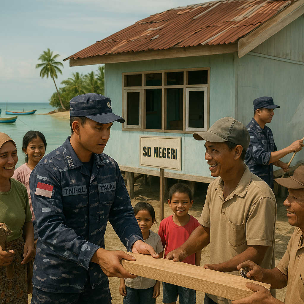 TNI AL Bantu Perbaiki Sekolah Rusak di Pulau Terpencil Kepulauan Riau