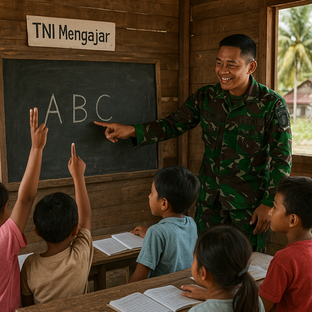 Guru TNI Mengajar di Perbatasan, Pintu Ilmu untuk Anak-anak Perbatasan RI-Malaysia