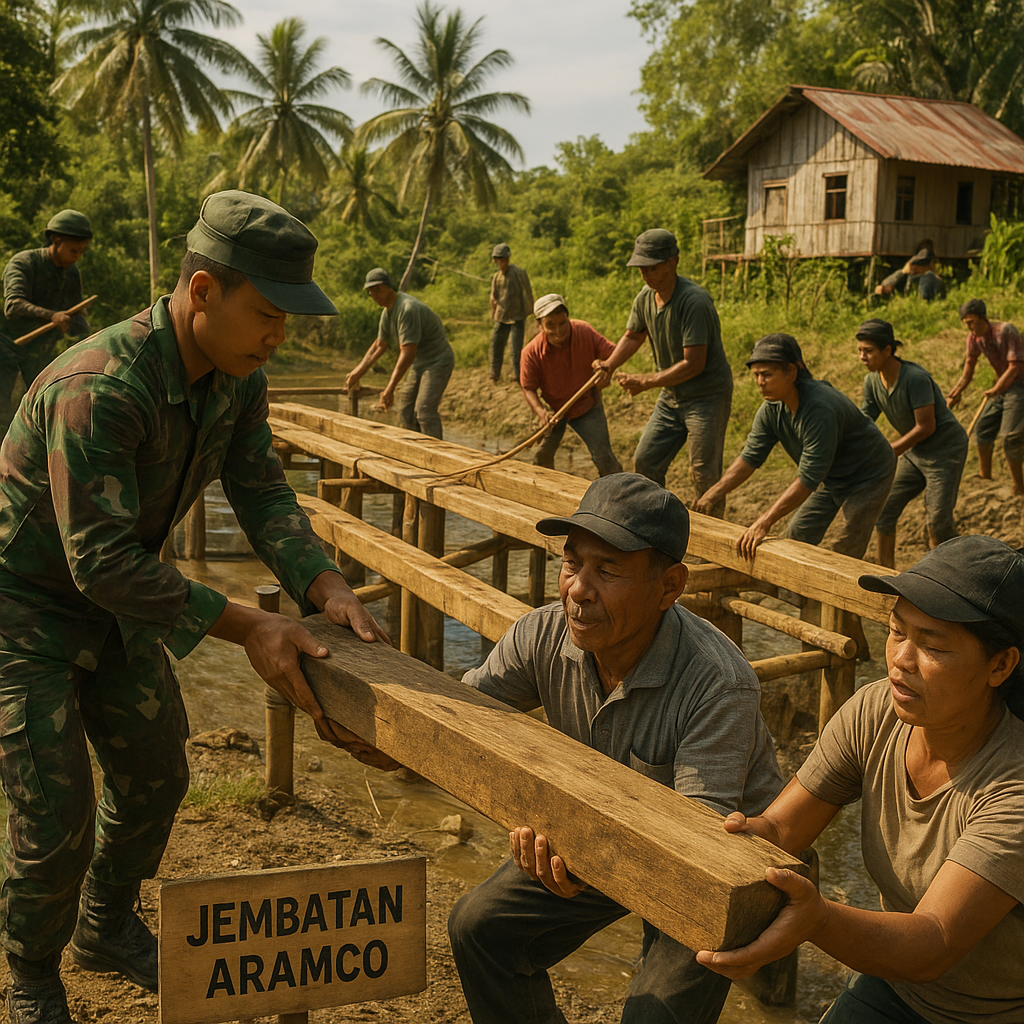 Gotong Royong di Saloapu: TNI dan Warga Bahu-Membahu Bangun Jembatan Penghubung