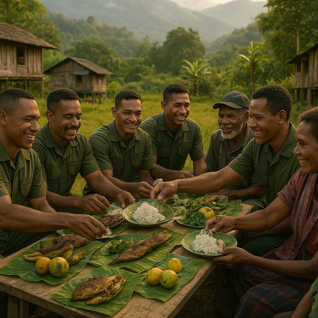 Makan Bersama di Puncak Papua, Cara Satgas Yonif 621 Pererat Tali Persaudaraan dengan Warga Sinak