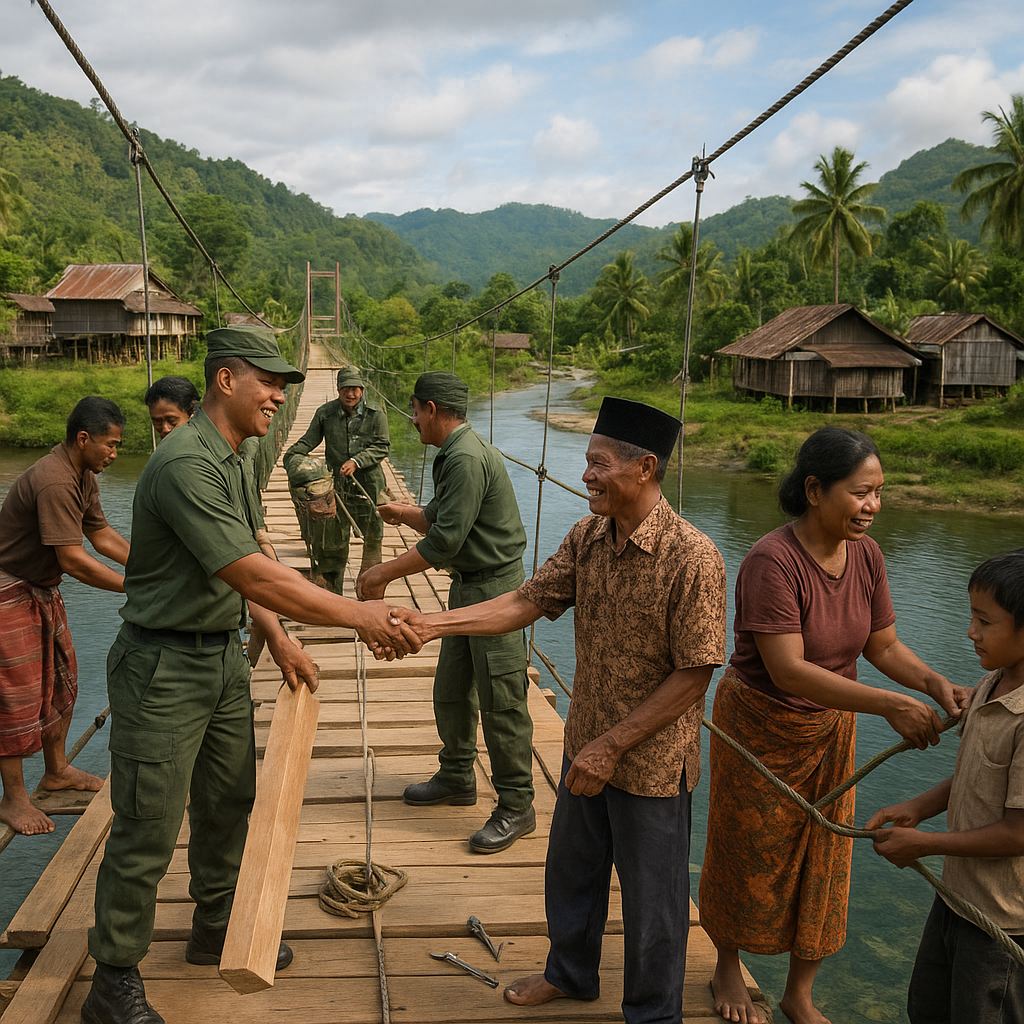 Jembatan Gantung yang Diperbaiki TNI Kembali Hubungkan Dua Dusun di Sulawesi Tengah