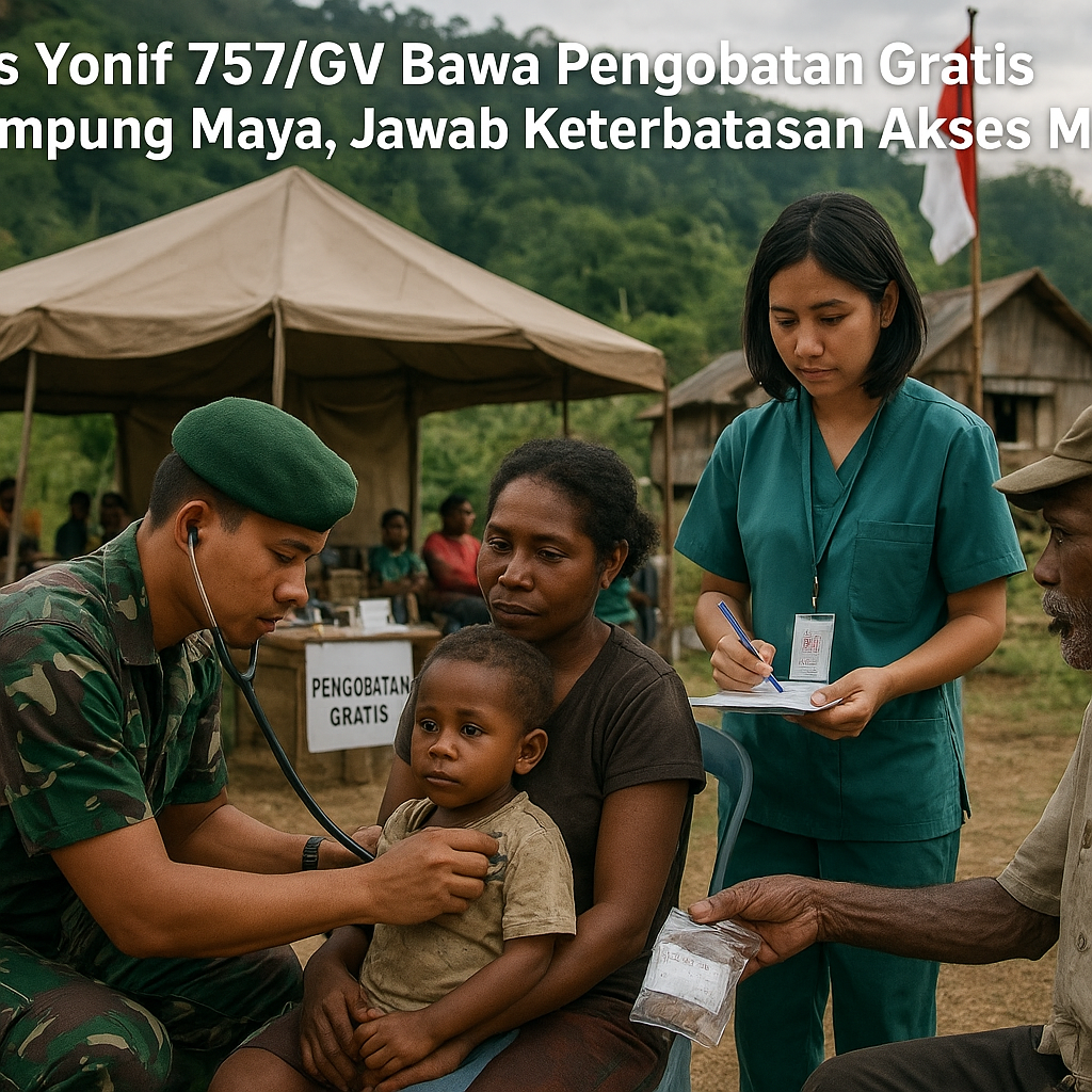 Satgas Yonif 757/GV Bawa Pengobatan Gratis ke Kampung Maya, Jawab Keterbatasan Akses Medis