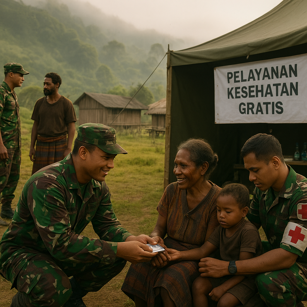 Senyum di Ujung Negeri, Satgas Yonif 742/SWY Beri Rasa Aman dan Layanan Kesehatan Gratis