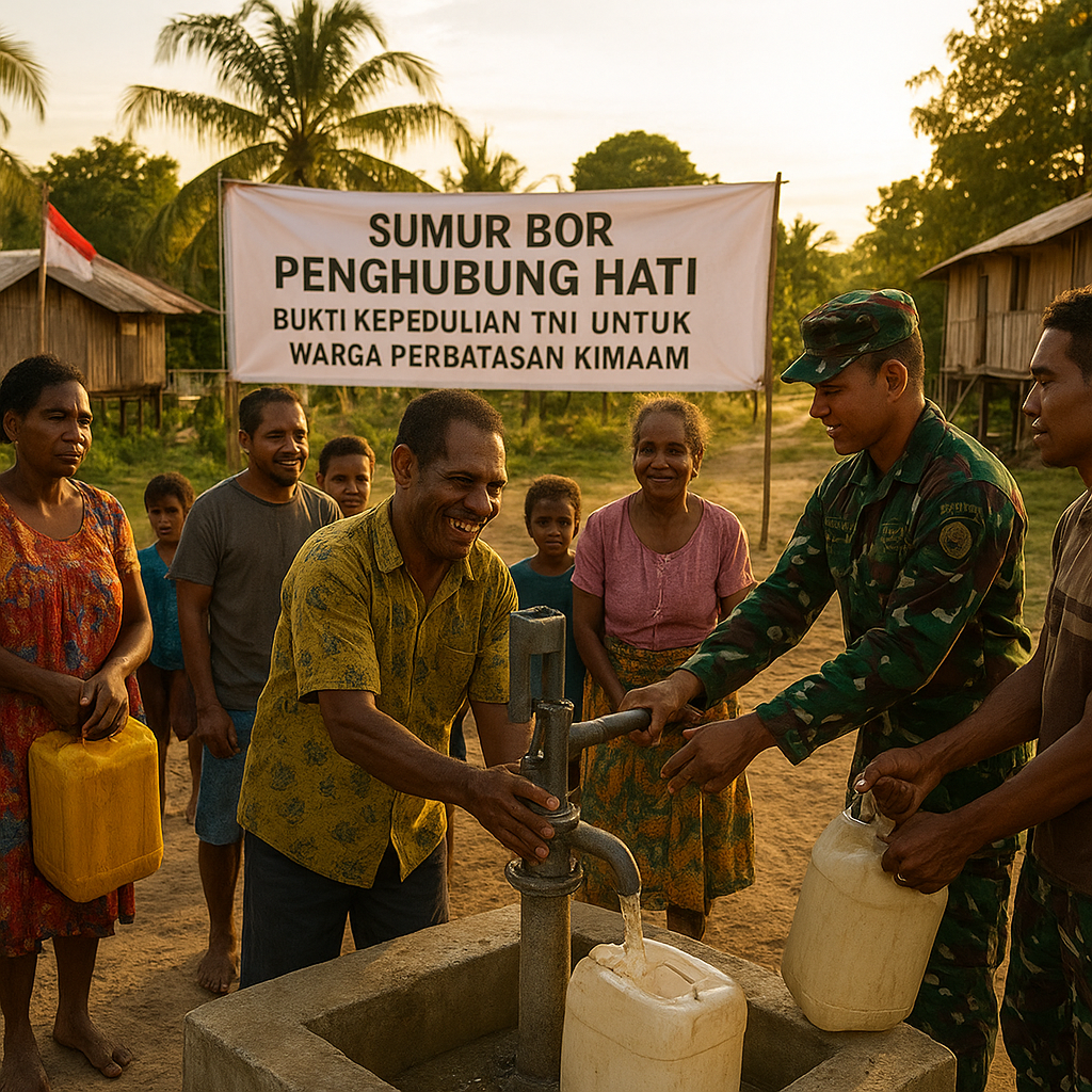 Sumur Bor Penghubung Hati: Bukti Kepedulian TNI untuk Warga Perbatasan Kimaam