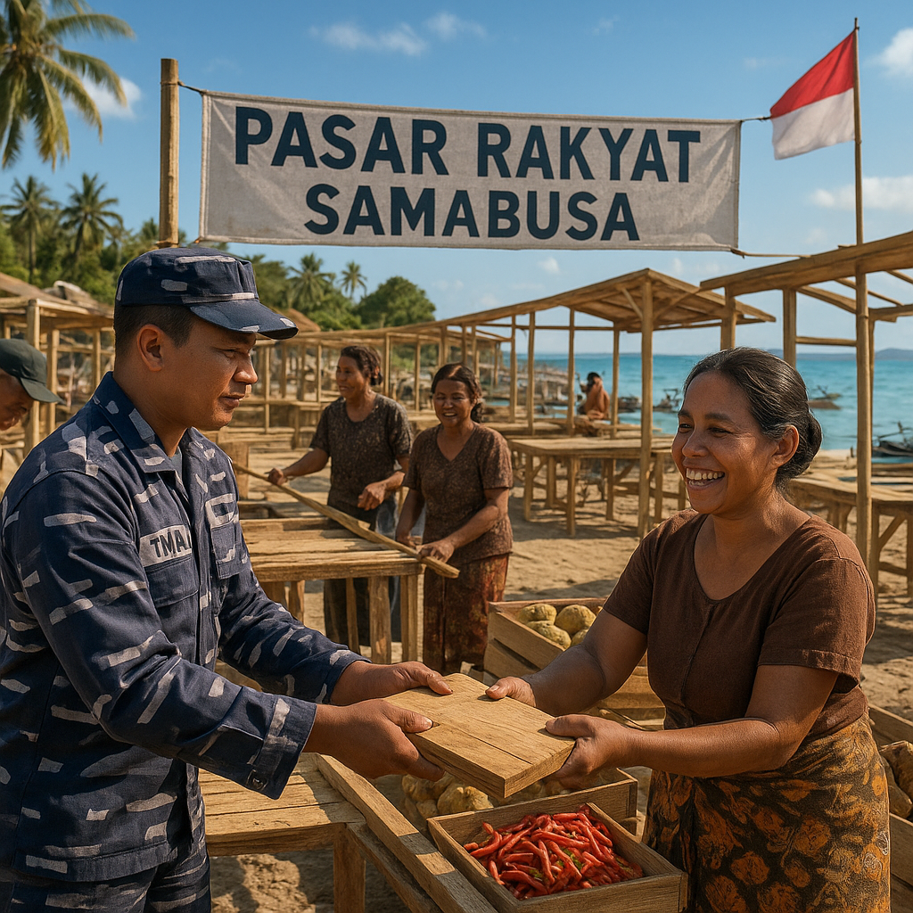 TNI AL Bantu Pembangunan Pasar Rakyat di Pulau Terpencil, Warga Samabusa Semakin Bersemangat Berjualan