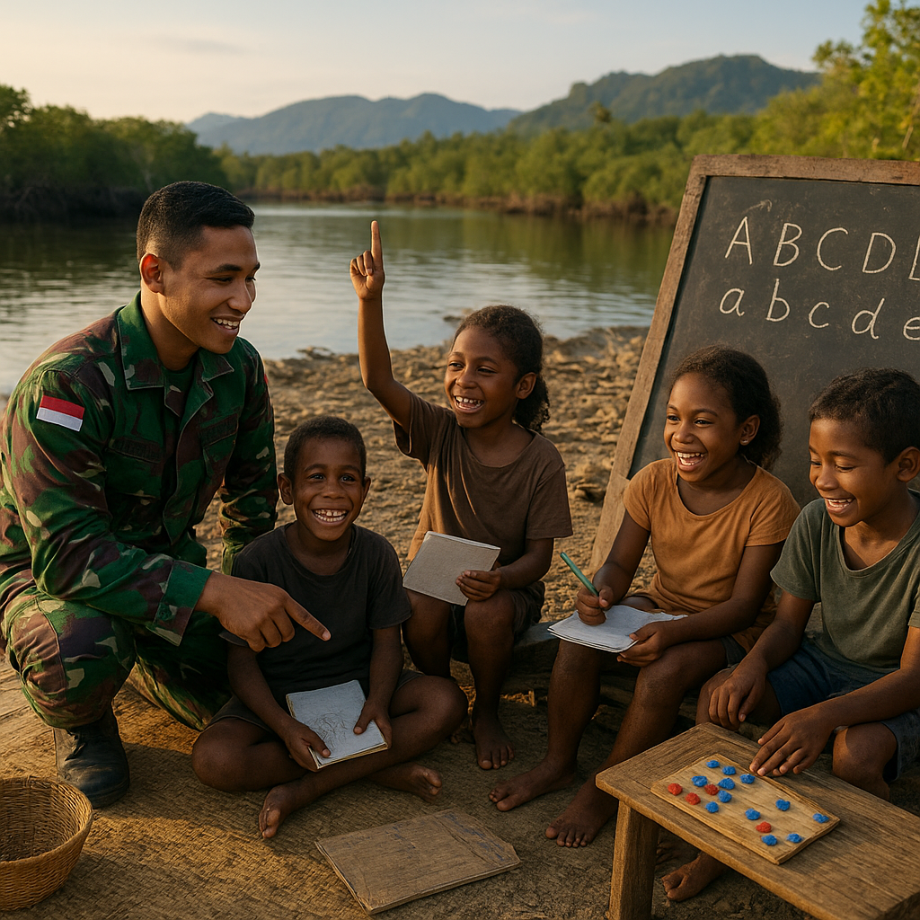 Kisah Prajurit TNI Jadi Guru Sukarelawan untuk Anak-Anak di Perbatasan Papua
