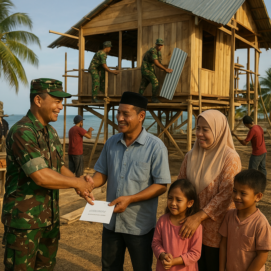 Satgas TNI Bantu Bangun Rumah Layak Huni untuk Keluarga Prasejahtera di Pulau Terluar Natuna