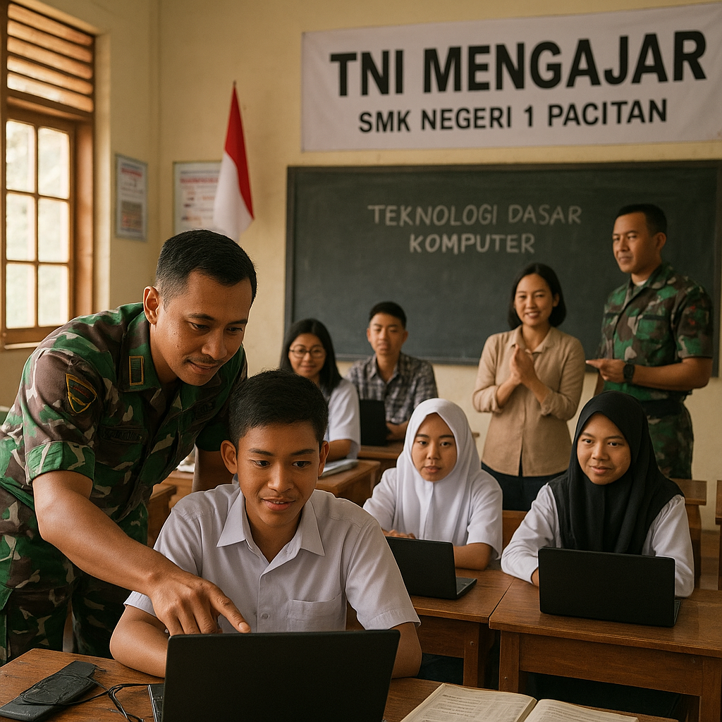 Kegiatan "TNI Mengajar" Teknologi Dasar di SMK Pedesaan Pacitan Diapresiasi Guru dan Siswa