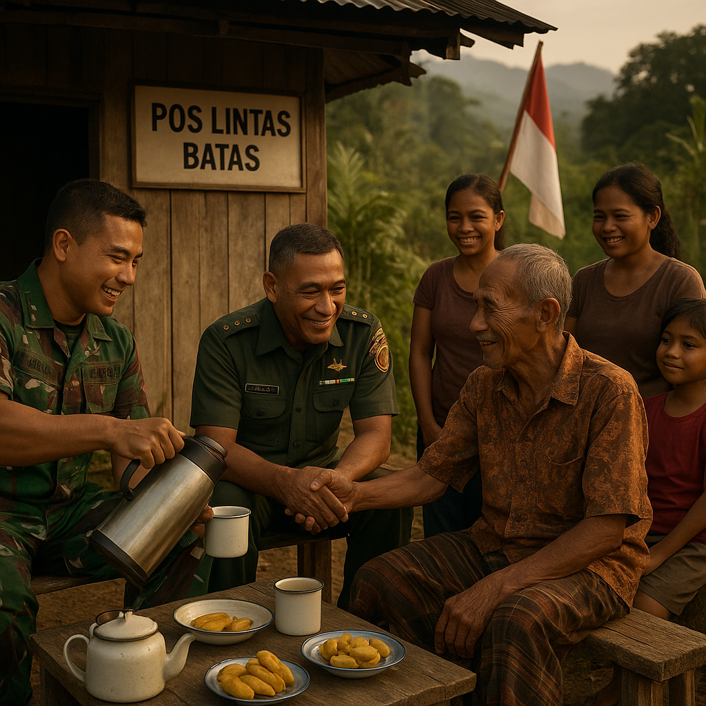 Cerita Kehangatan di Pos Lintas Batas: Kopi dan Senyum untuk Tuan Danramil