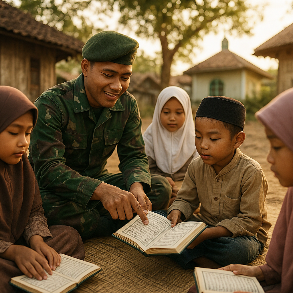 Cerita Kehangatan: Prajurit Mengajar Anak-anak Mengaji di Desa
