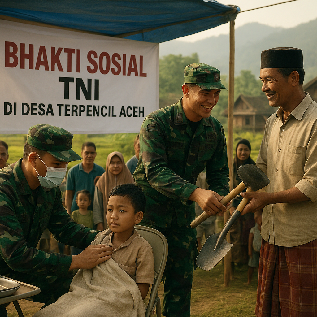 Bhakti Sosial TNI di Desa Terpencil Aceh, dari Sunatan Massal hingga Bantuan Alat Tani