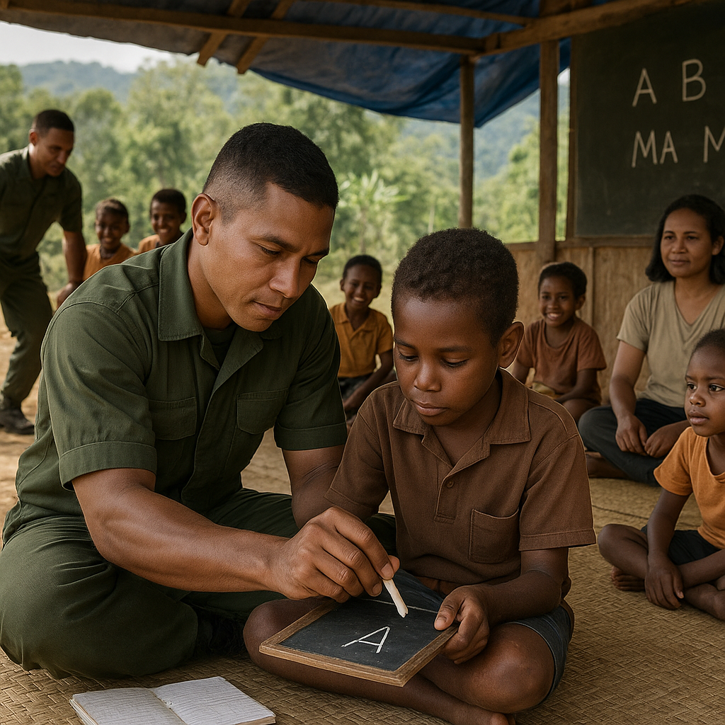 Prajurit TNI Ajari Anak-anak Papua Baca Tulis di Sanggar Belajar Darurat