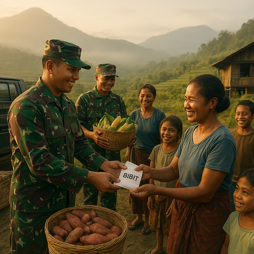 Dukung Petani Lokal, Satgas TNI di Pegunungan Bintang Borong Hasil Panen dan Bagikan Bibit Gratis