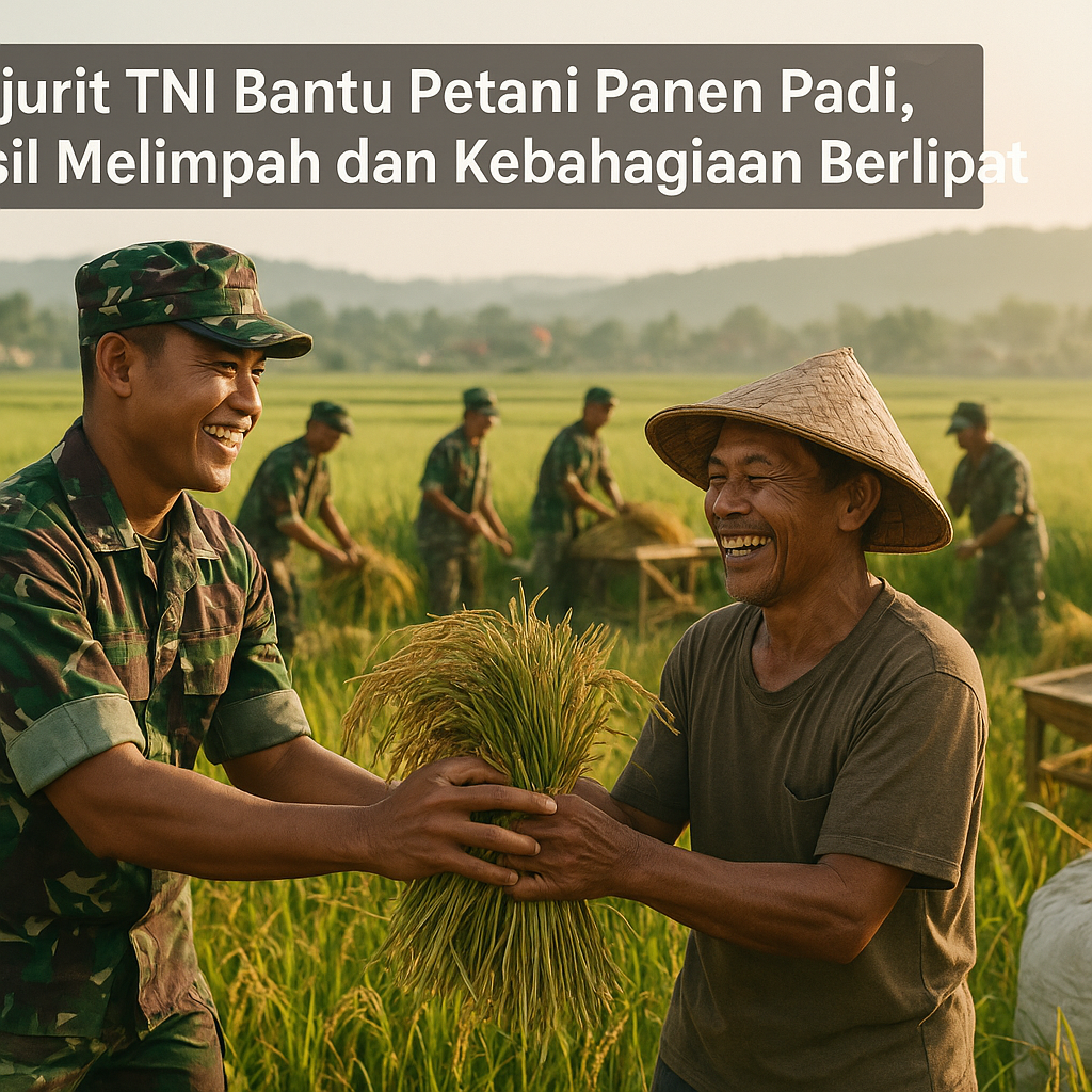 Prajurit TNI Bantu Petani Panen Padi, Hasil Melimpah dan Kebahagiaan Berlipat