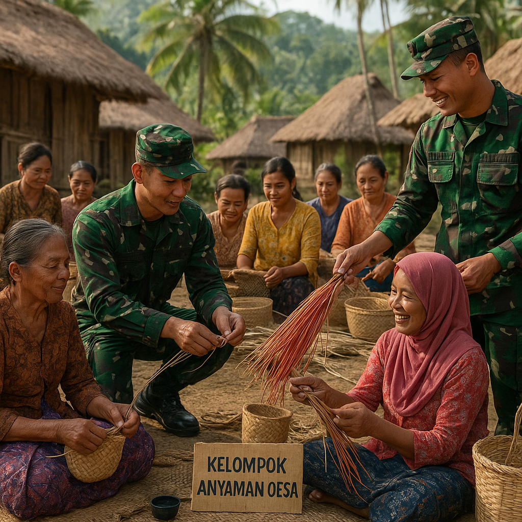 Buka Jalan Usaha: TNI Bantu Ibu-ibu Desa Kelola Kelompok Kerajinan Anyaman