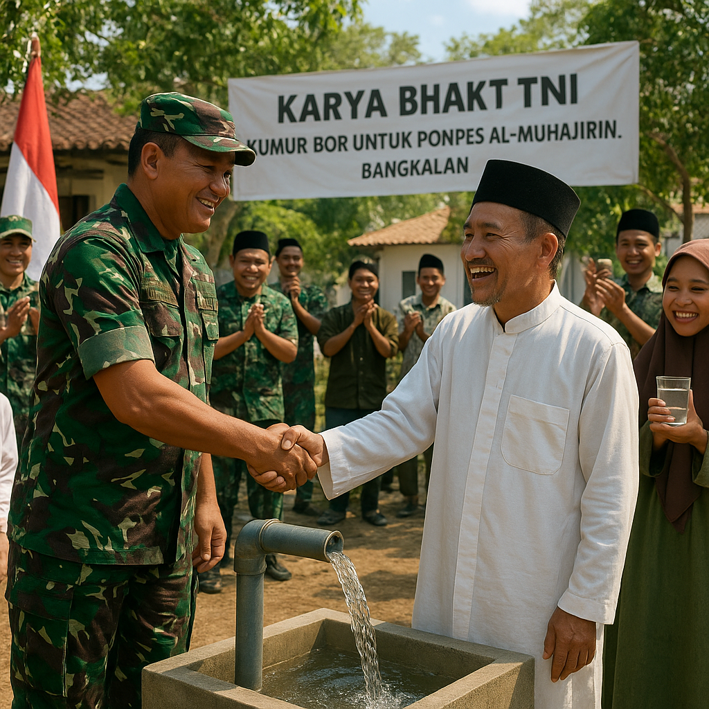 Karya Bhakti TNI Hadirkan Sumber Air Bersih di Ponpes Al-Muhajirin
