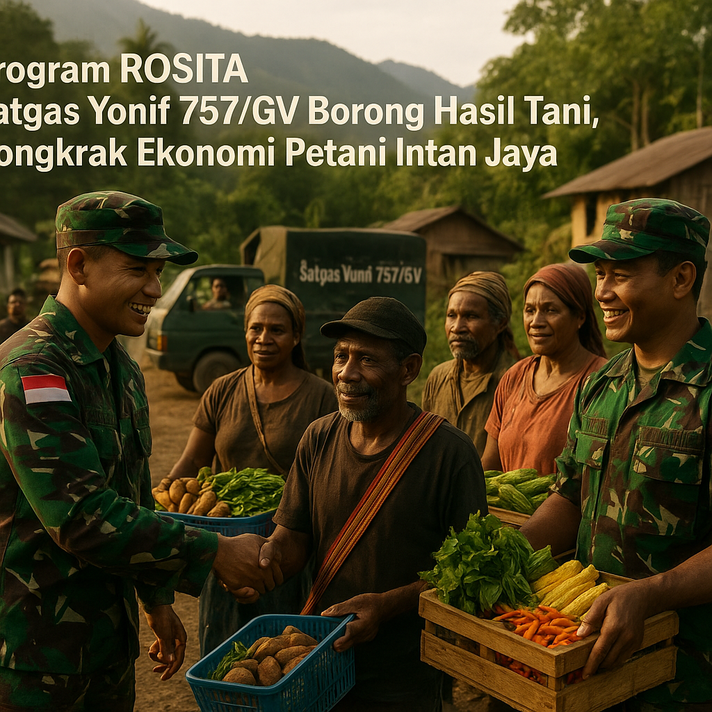 Program ROSITA Satgas Yonif 757/GV Borong Hasil Tani, Dongkrak Ekonomi Petani Intan Jaya