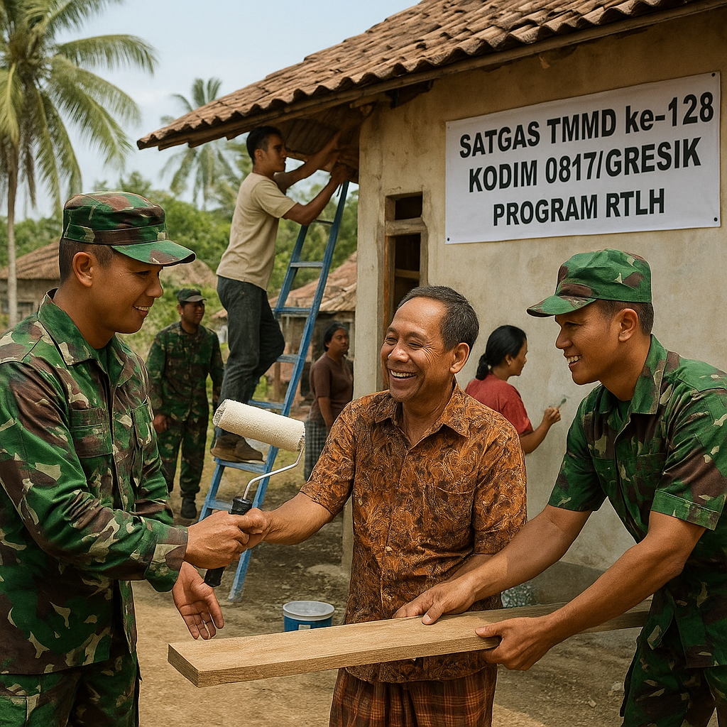 Satgas TMMD ke-128 Kodim 0817/Gresik Bangun Rumah Warga Lewat Program RTLH di Desa Slempit