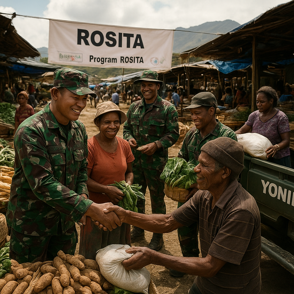 Satgas Yonif 757/GV Borong Hasil Tani Petani Pogapa, Ekonomi Warga Intan Jaya Terbantu