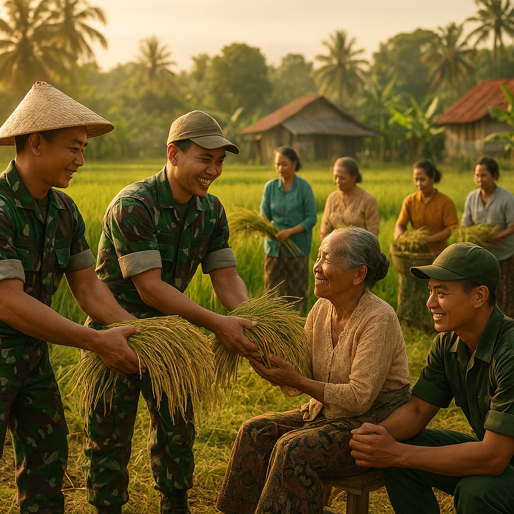 Tentara Bantu Panen Padi di Desa Tepian, Warga Tak Lagi Kesepian