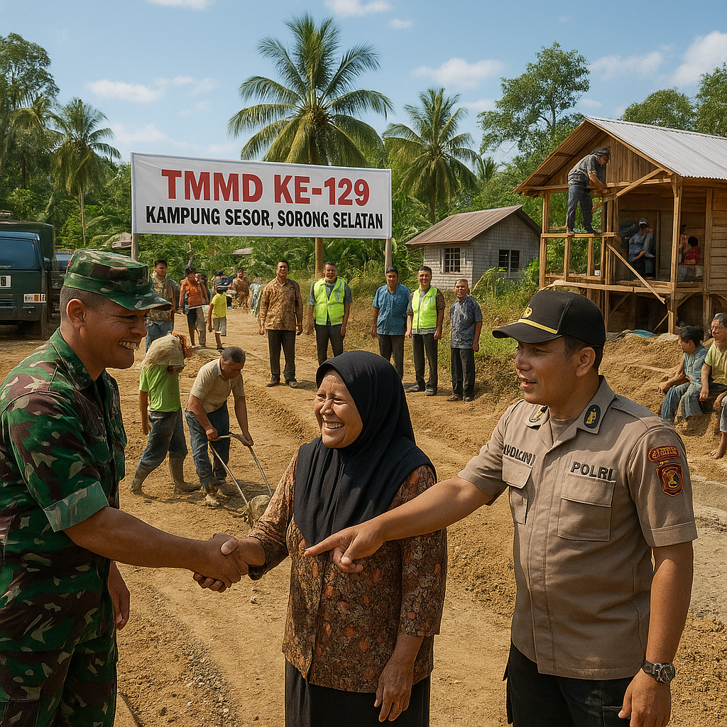 150 Personel Bangun Kampung Sesor, TMMD Ke-129 Sorong Selatan Fokus pada Jalan dan Rumah