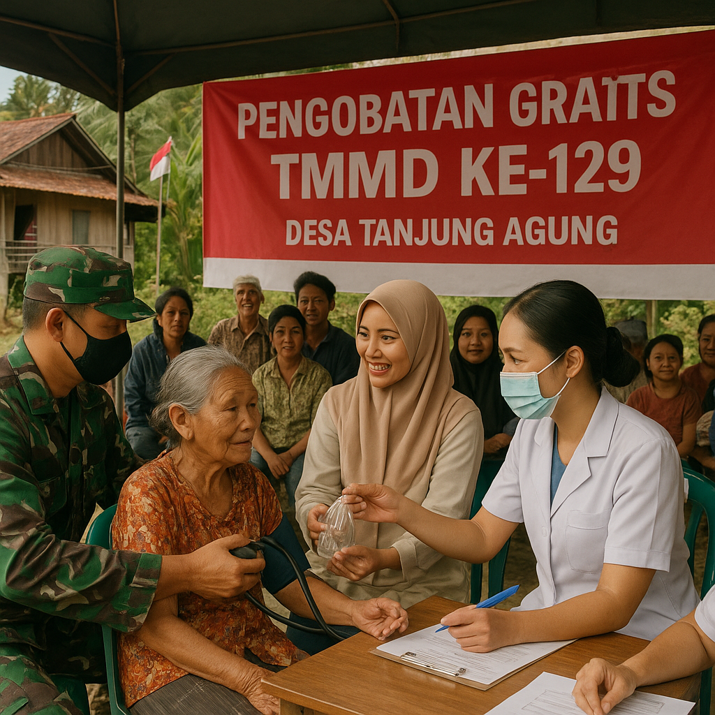 Pengobatan Gratis TMMD Bungo Tebo Disambut Antusias Warga Tanjung Agung
