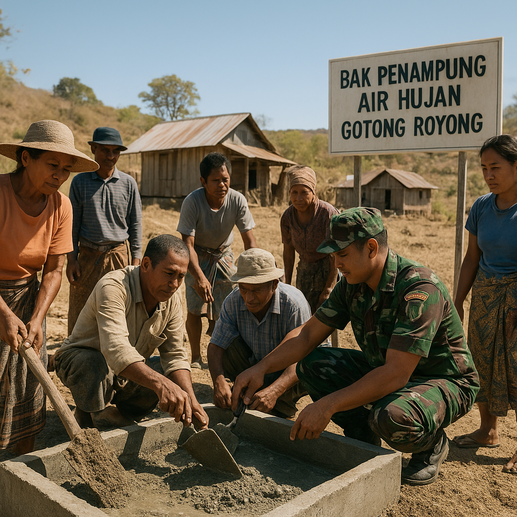 Babinsa di Flores Bantu Warga Atasi Kelangkaan Air Bersih dengan Pembuatan Bak Penampung