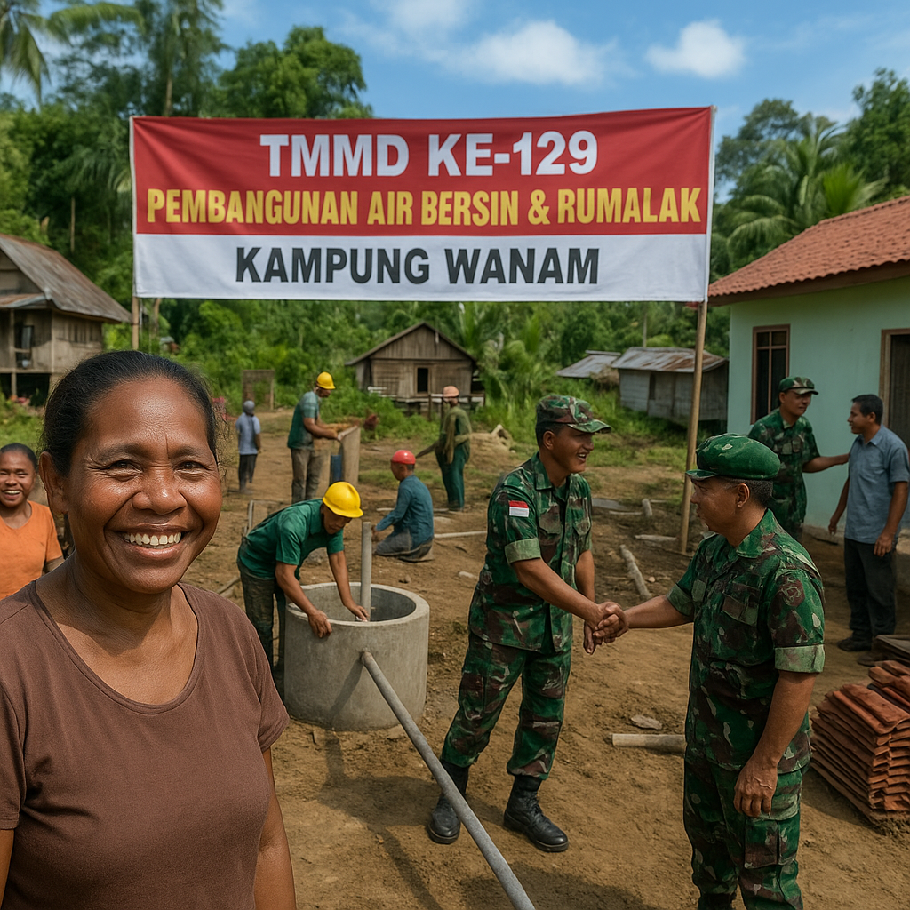 Wajah Wanam Tersenyum, TMMD ke-129 Resmi Dimulai untuk Membangun Air Bersih dan Rumah Layak