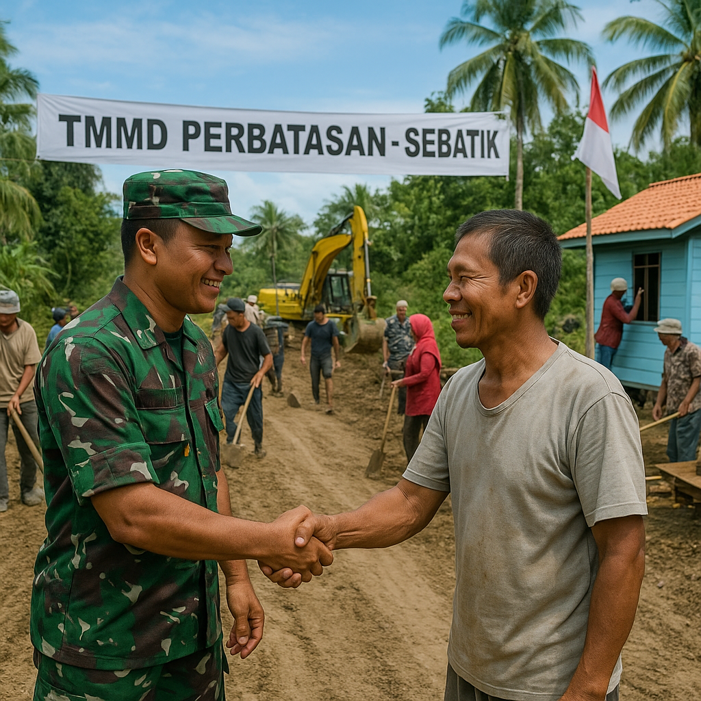 Jalan Baru untuk Warga Perbatasan Sebatik, TMMD Buka Akses 3 Km di Tengah Semangat Kebersamaan
