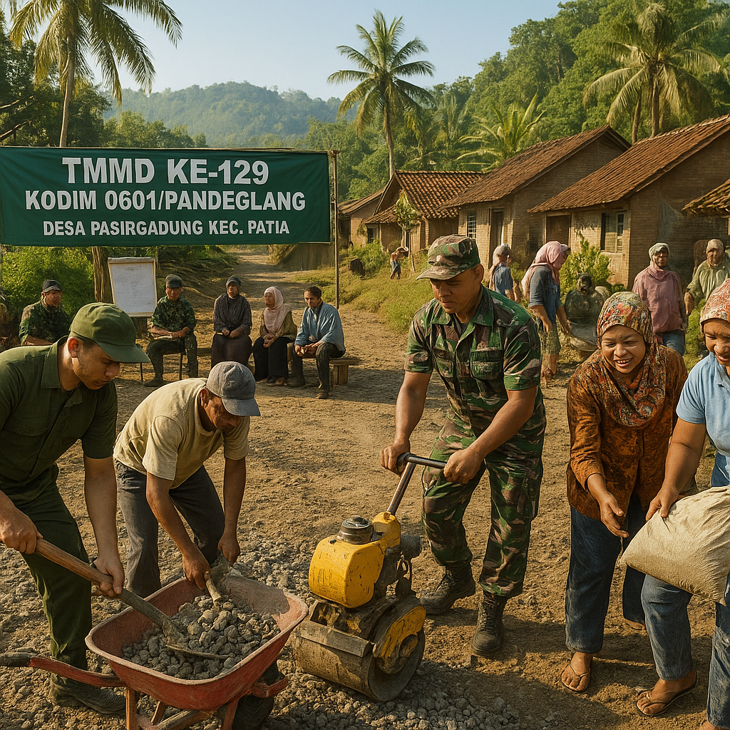 TMMD Ke-129 Kodim 0601/Pandeglang Dimulai, TNI Tancap Gas Bangun Infrastruktur Desa