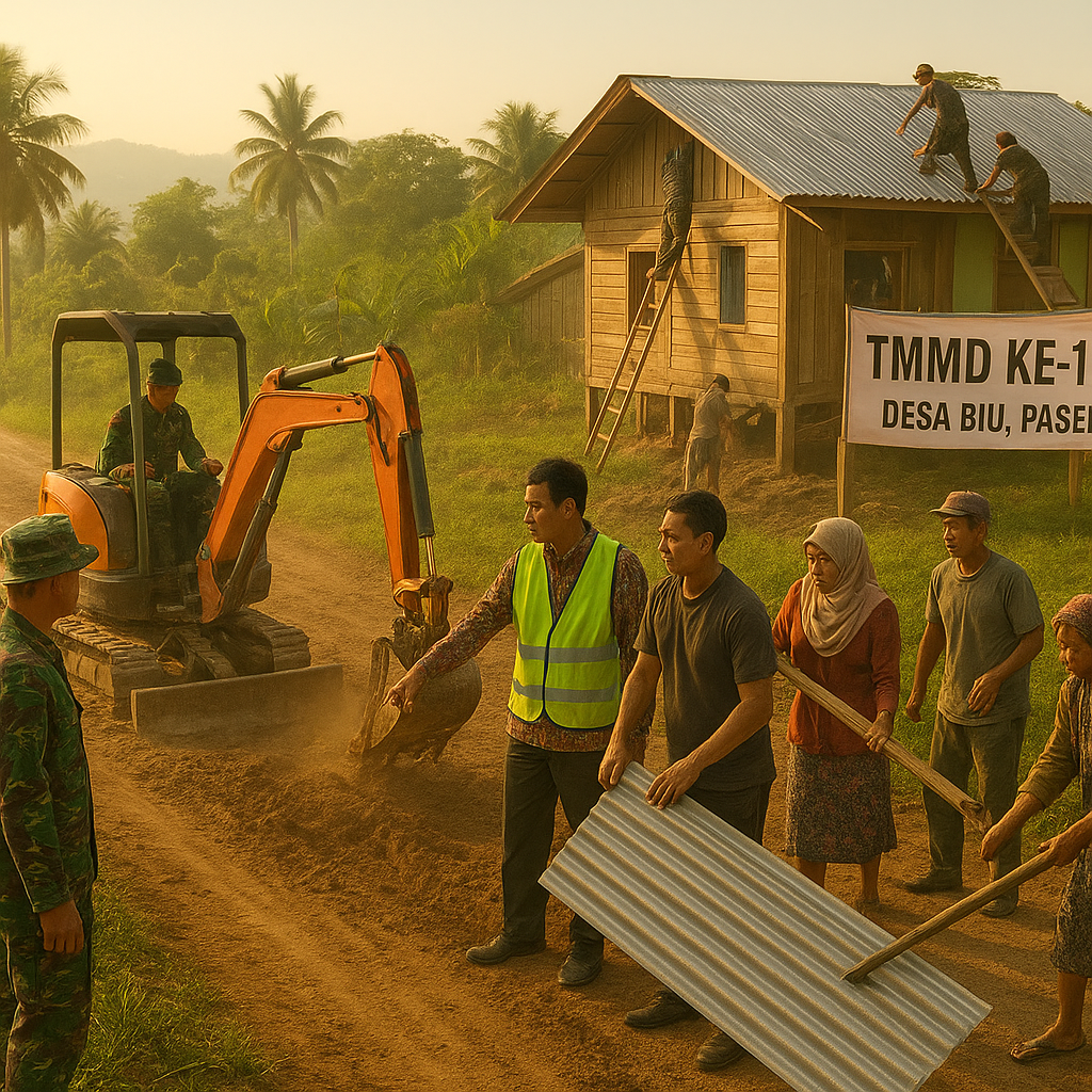 TMMD Ke-129 Paser Buka Jalan dan Rehabilitasi RTLH di Desa Biu