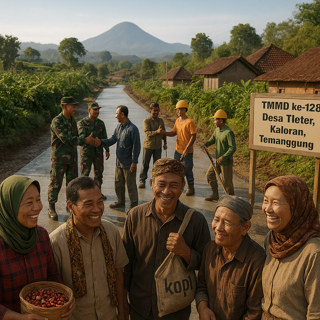 Jalan Penghubung Desa Tleter Akhirnya Dibeton, Petani Kopi di Kaloran Lega