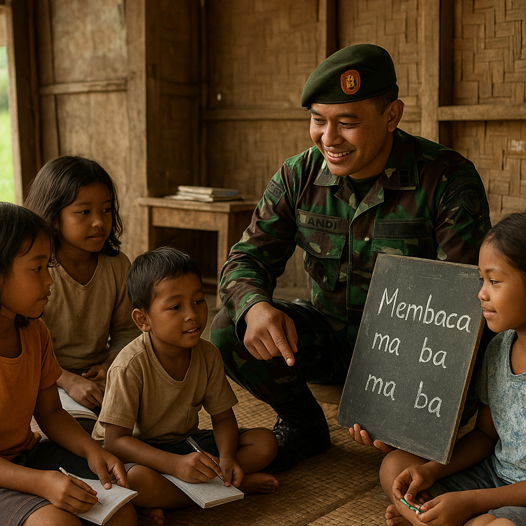 Cerita Prajurit TNI Jadi Guru Dadakan, Bantu Anak-anak Pelosok Belajar Membaca