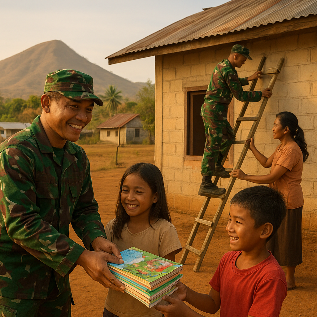TNI AD Bantu Perbaiki Sekolah dan Bagikan Buku di Desa Terpencil Flores
